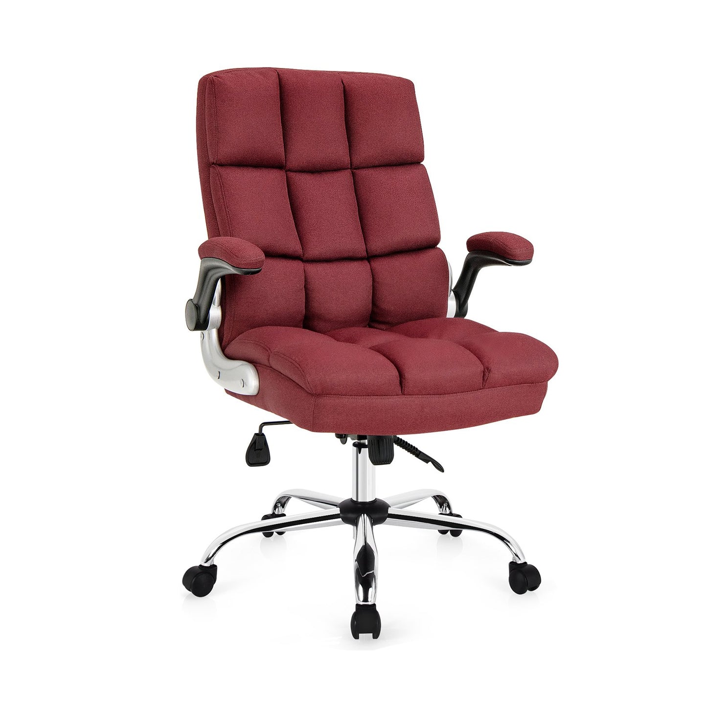 Linen Upholstered Executive Chair with Ergonomic High Back for Home Office-Beige