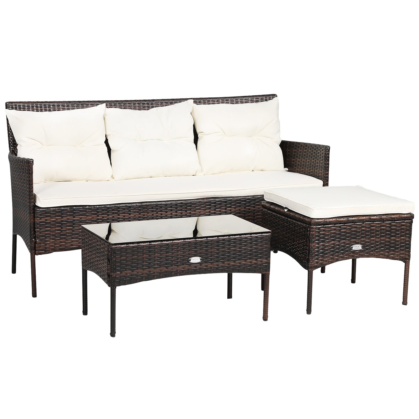 4 Seater Rattan Garden Furniture Set with Cushioned Sofa-Grey