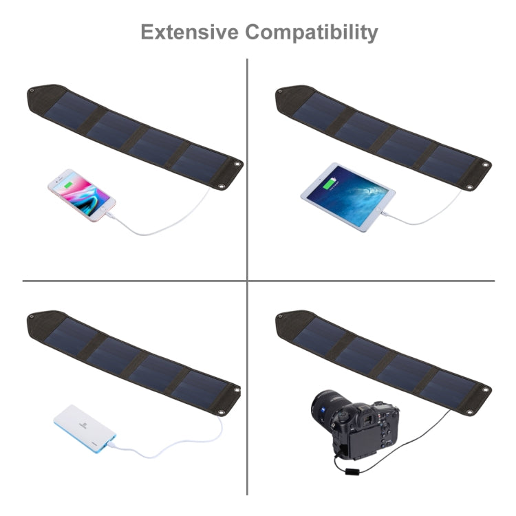 HAWEEL 14W 5V 2.4A Portable Foldable Solar Charger Outdoor Travel Rechargeable Folding Bag with 4 Solar Panels & USB Port, Size: S, 14W