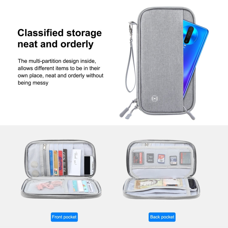 HAWEEL Clutch Bag Passport Wallet Document Organizer Credit Cards Case Bag (Grey)