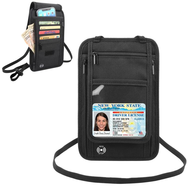 HAWEEL Neck Passport Wallet Bag Document Organizer Credit Cards Case Bag (Black)