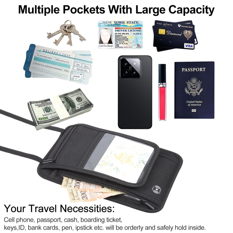 HAWEEL Neck Passport Wallet Bag Document Organizer Credit Cards Case Bag (Black)