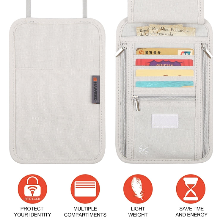 HAWEEL Neck Passport Wallet Bag Document Organizer Credit Cards Case Bag (Grey)