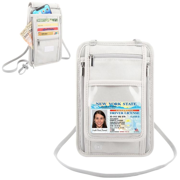 HAWEEL Neck Passport Wallet Bag Document Organizer Credit Cards Case Bag (Grey)