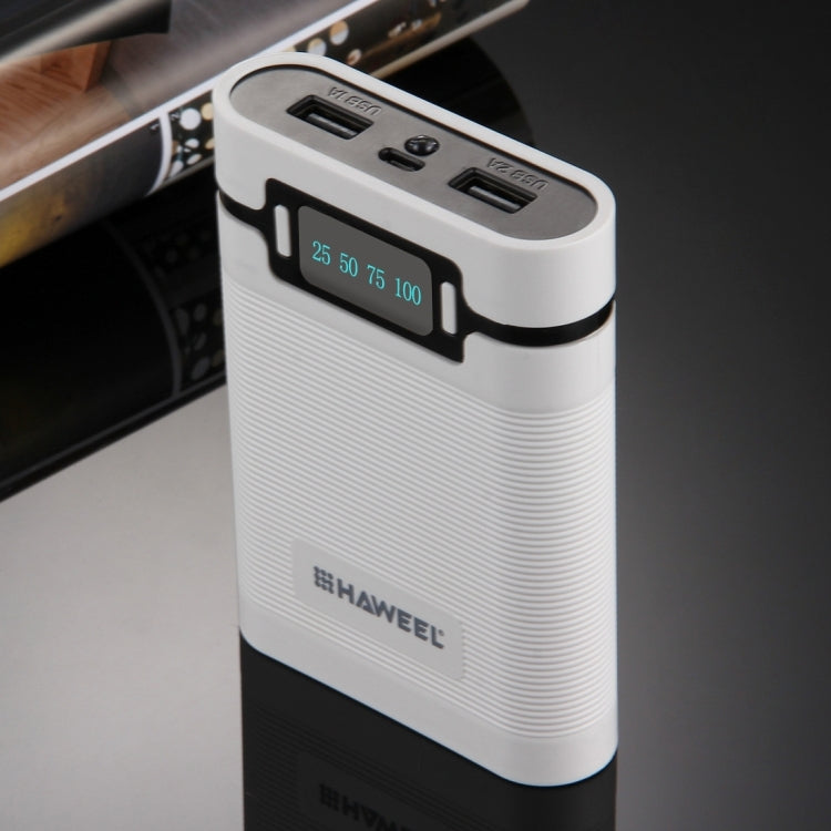 [US Warehouse] HAWEEL DIY 4 x 18650 Battery (Not Included) 10000mAh Power Bank Shell Box with 2 x USB Output & Display for iPhone, Galaxy, Sony, HTC, Google, Huawei, Xiaomi, Lenovo and other Smartphones(White)