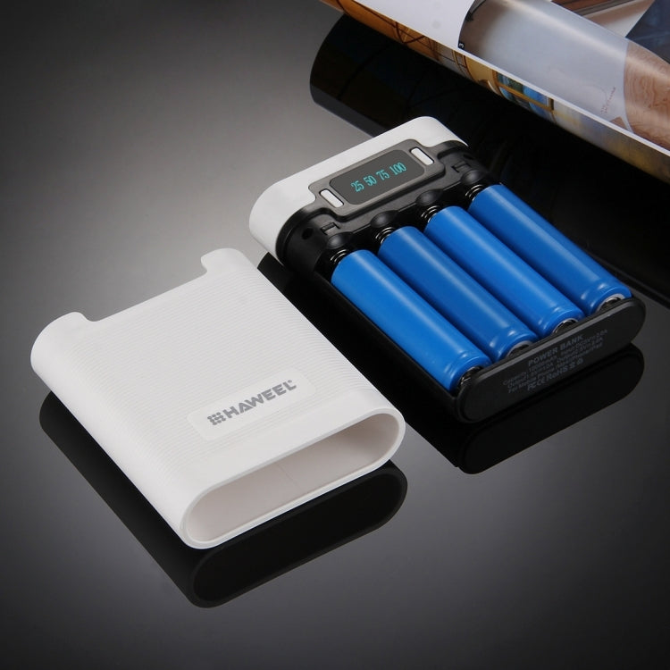 [US Warehouse] HAWEEL DIY 4 x 18650 Battery (Not Included) 10000mAh Power Bank Shell Box with 2 x USB Output & Display for iPhone, Galaxy, Sony, HTC, Google, Huawei, Xiaomi, Lenovo and other Smartphones(White)