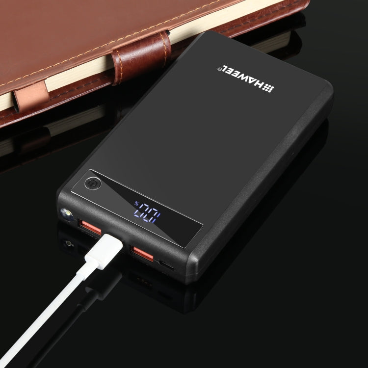 HAWEEL DIY 6 x 18650 Battery 24W Fast Charge Power Bank Box Case with Display, Not Include Battery (Black)