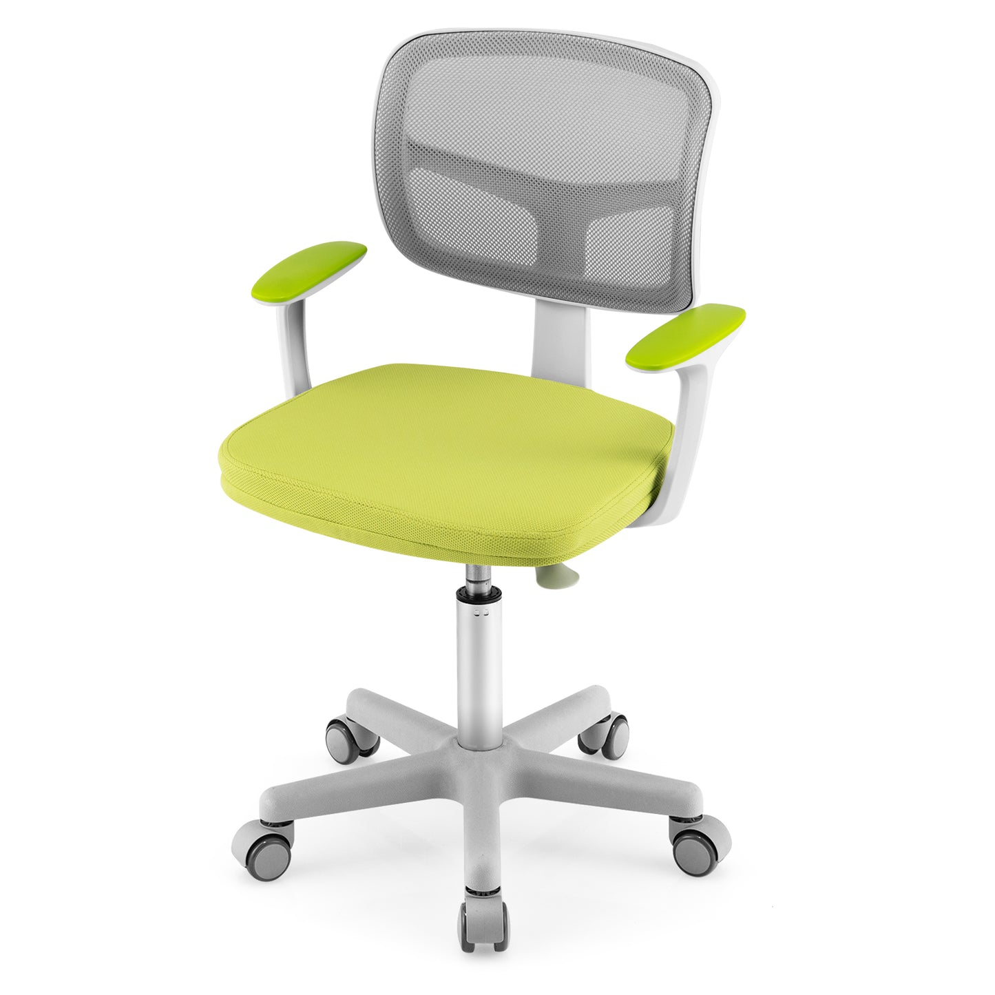 Kids Height-Adjustable Swivel Computer Desk Chair with Lumbar Support-Blue