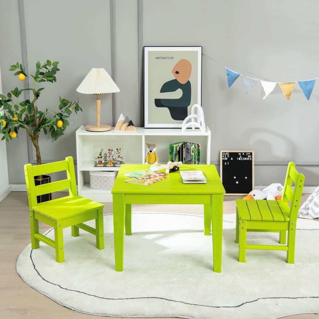 3-Piece Kids Table and Chair Set for Painting and Dining-Blue