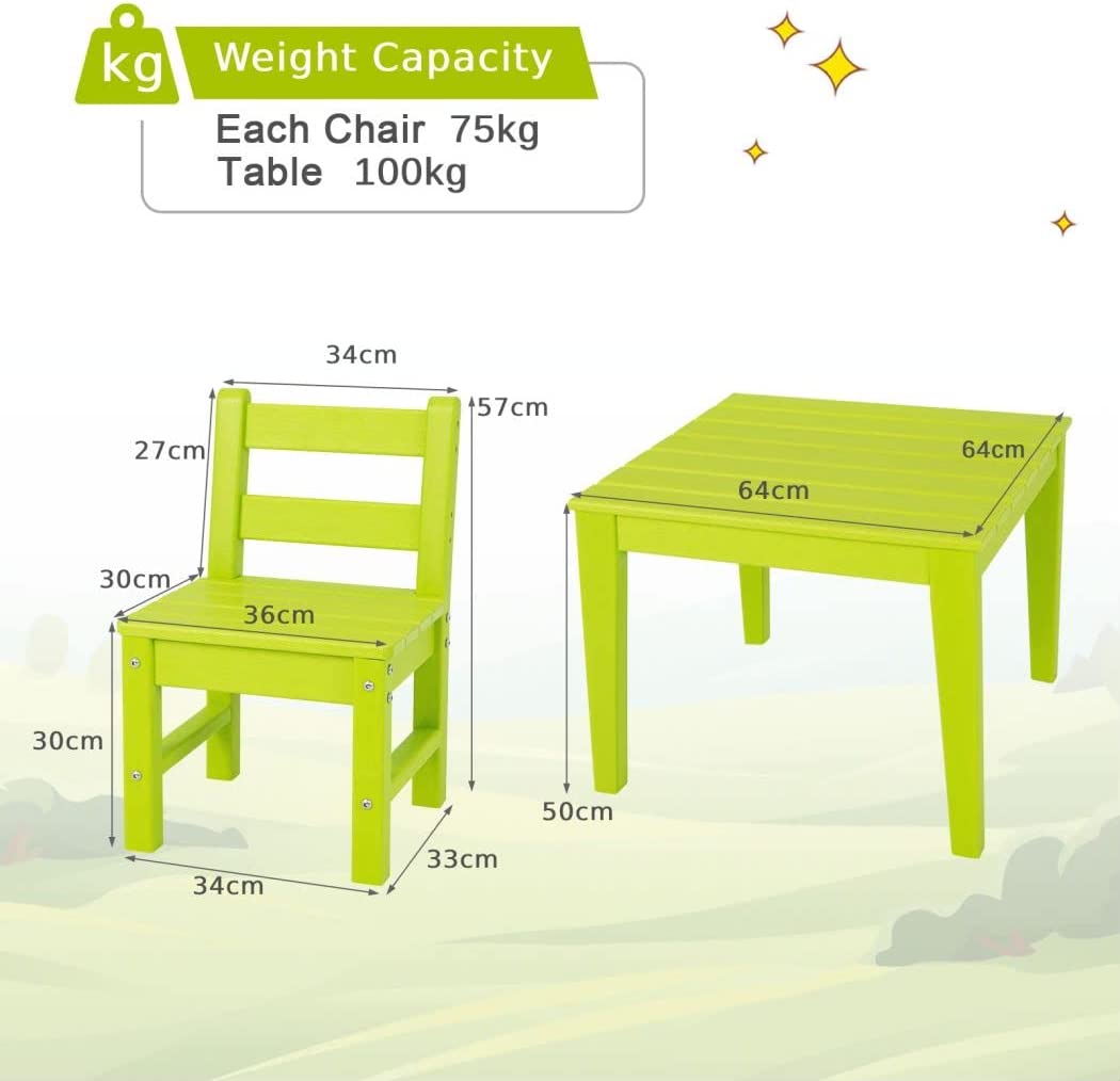 3-Piece Kids Table and Chair Set for Painting and Dining-Blue