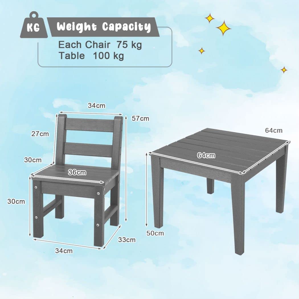 3-Piece Kids Table and Chair Set for Painting and Dining-Blue