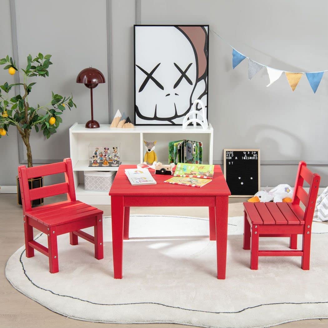 3-Piece Kids Table and Chair Set for Painting and Dining-Blue