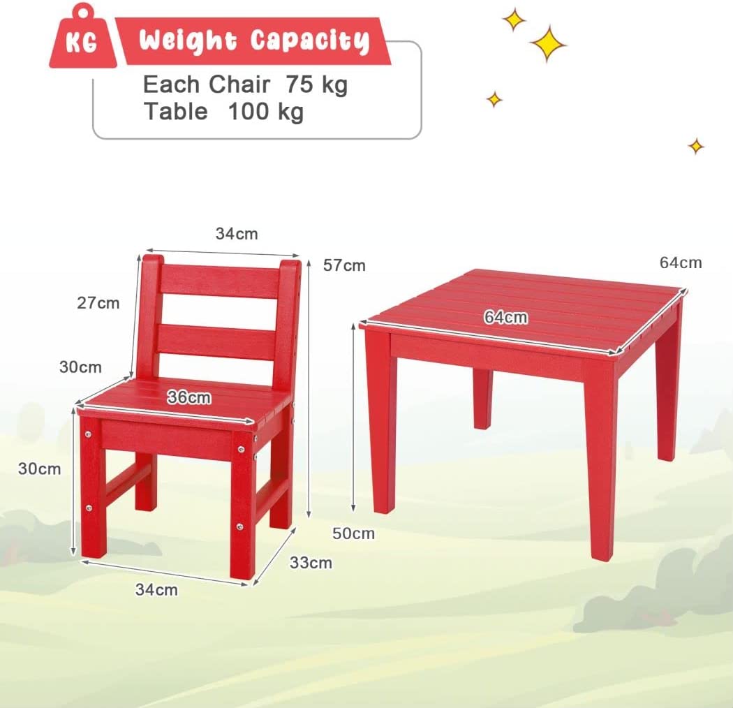 3-Piece Kids Table and Chair Set for Painting and Dining-Blue