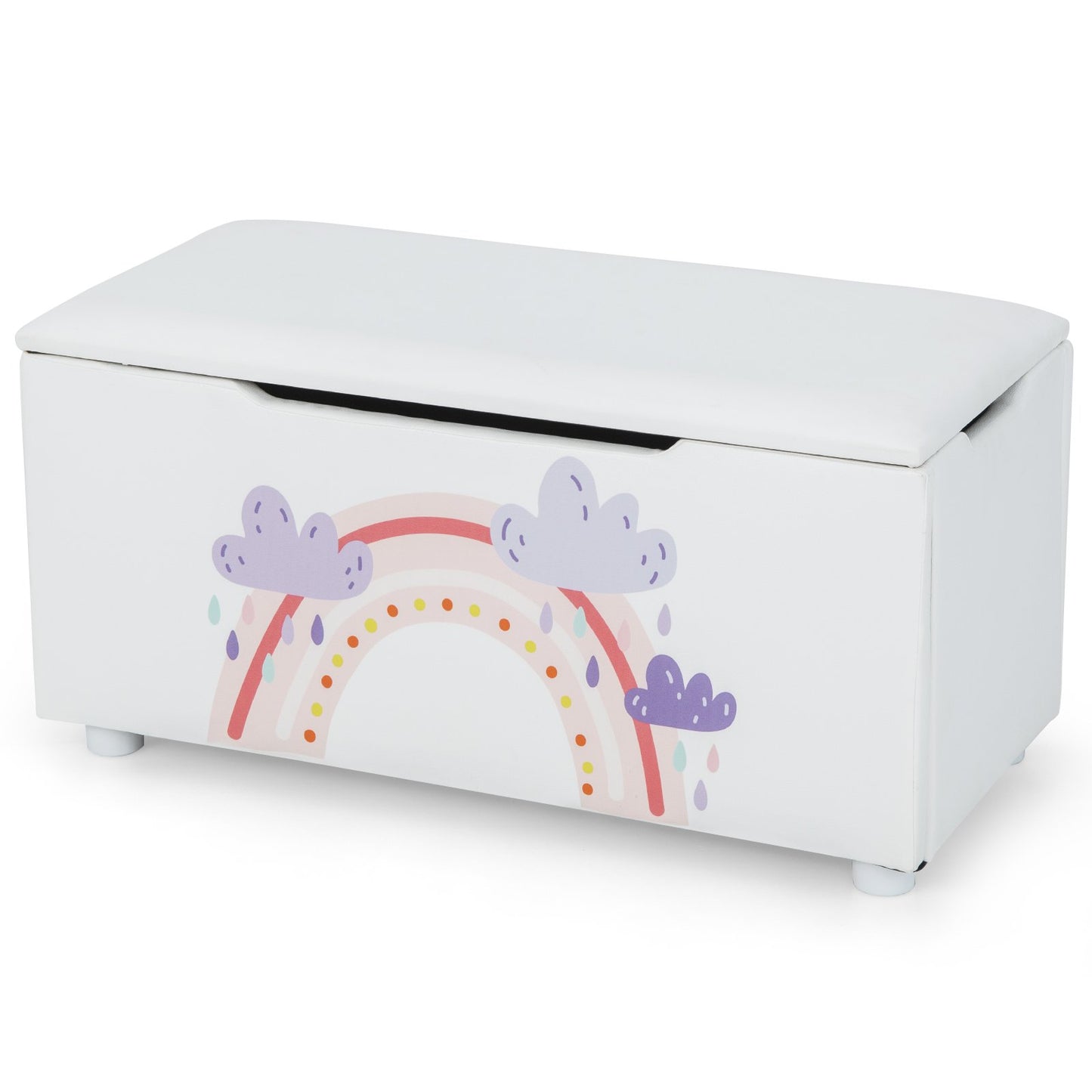 Upholstered Kids Toy Storage Box for Bedroom Nursery Playroom-Navy Blue