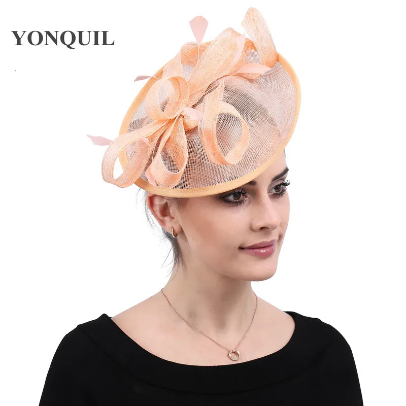 Formal Women Wedding Chuch Hat Bride Mariage Chapeau Ladies Party Occasion Derby Fascinator Sinamay Hat With Headband Accessory