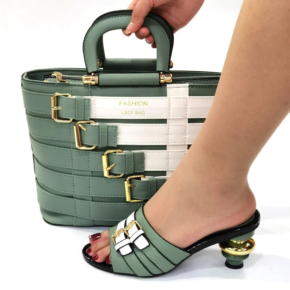 Latest Design Nigerian Women Shoes and Bag Set Plus Size Women Shoes 43 Ladies Dress Shoes and Bag for Party Wedding