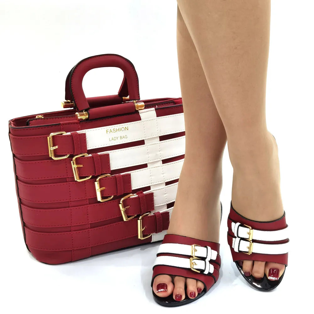 Latest Design Nigerian Women Shoes and Bag Set Plus Size Women Shoes 43 Ladies Dress Shoes and Bag for Party Wedding