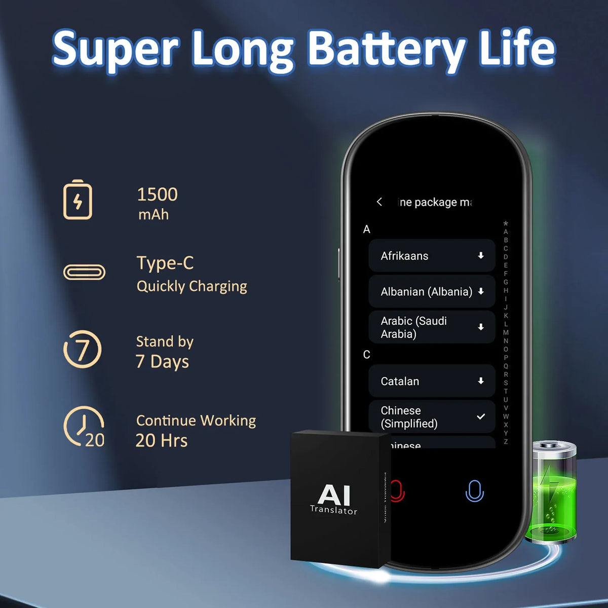 Instant AI Voice Translator - Portable Real-Time Translator with 3.1” Touchscreen, Photo Translation & Voice Recording