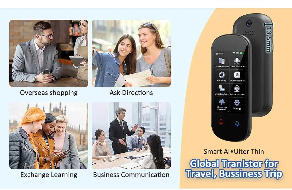 Instant AI Voice Translator - Portable Real-Time Translator with 3.1” Touchscreen, Photo Translation & Voice Recording