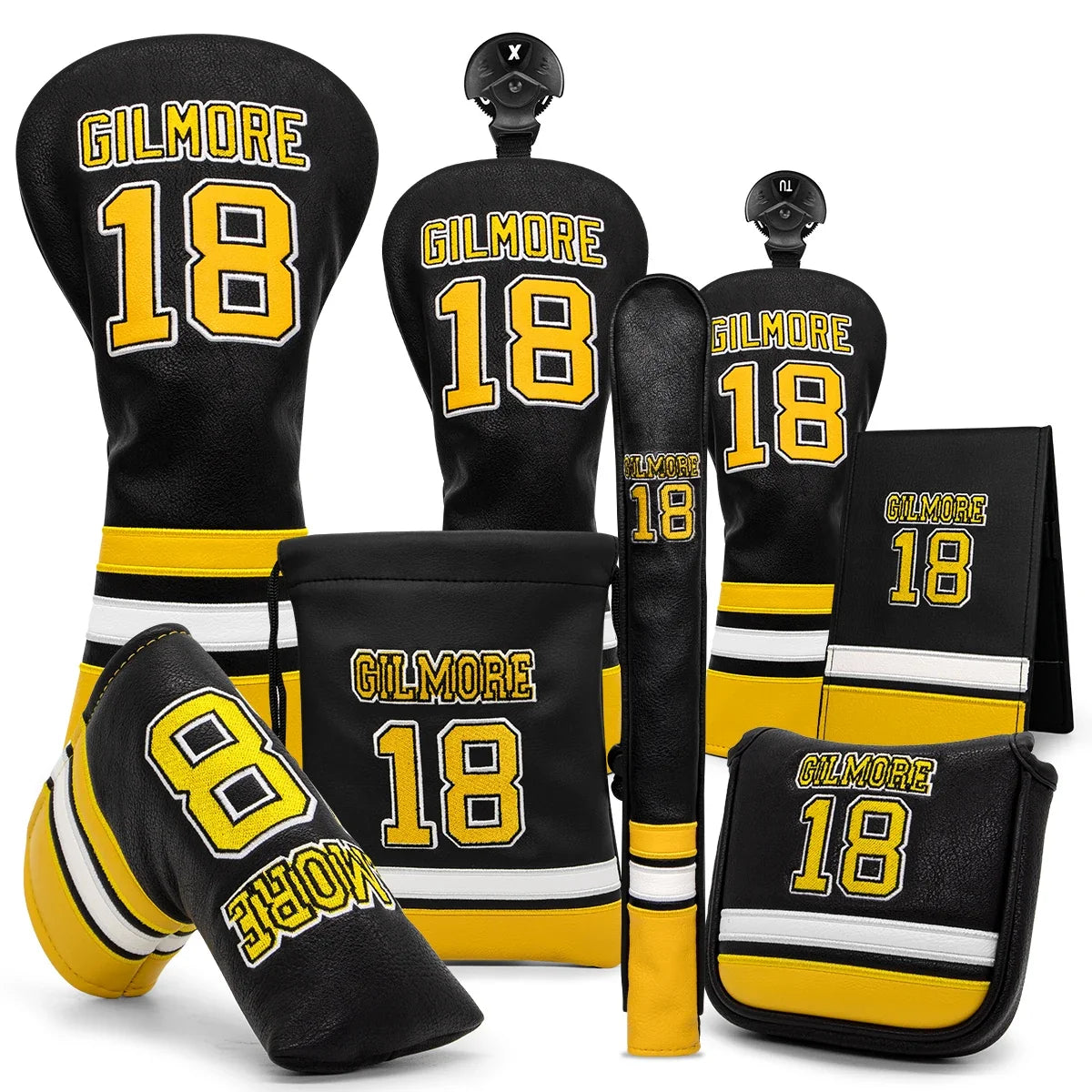 Happy Gilmore 18 Golf Headcovers Premium Leather Driver Fairway Hybrid Putter