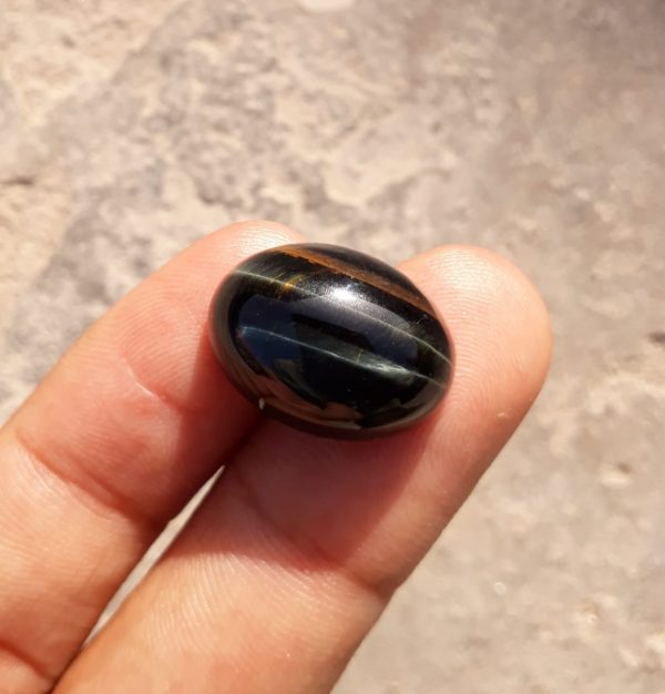 22.3ct Hawk's Eye Cabochon , Falcon's Eye, Blue Tiger's Eye, Blue Asbestos - 15x20mm