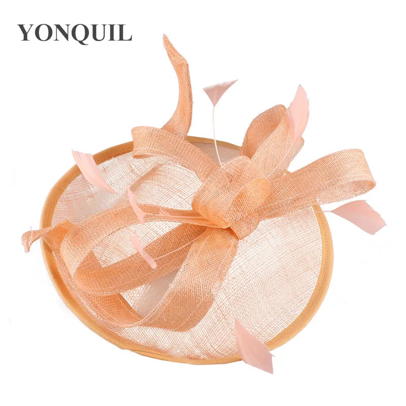 Formal Women Wedding Chuch Hat Bride Mariage Chapeau Ladies Party Occasion Derby Fascinator Sinamay Hat With Headband Accessory