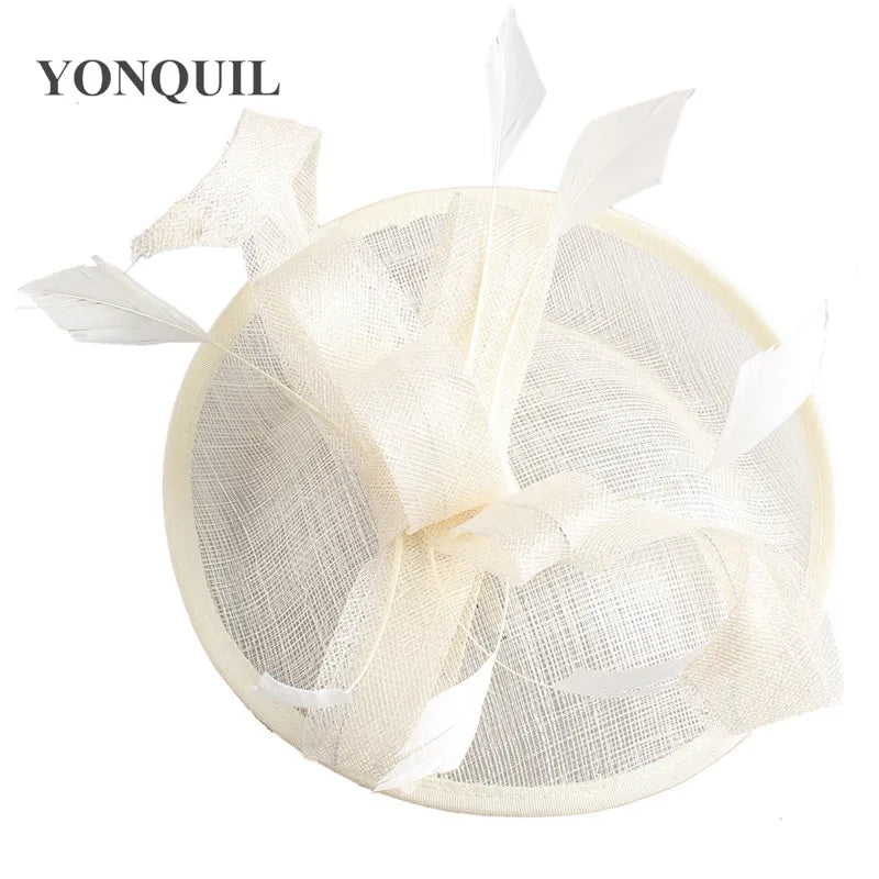 Formal Women Wedding Chuch Hat Bride Mariage Chapeau Ladies Party Occasion Derby Fascinator Sinamay Hat With Headband Accessory