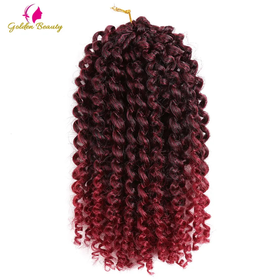 8" 12" Afro Kinky Twist Crochet Braids Synthetic Bohemian Curly Braiding Hair Extension Ombre Marley Crochet Hair Golden Beauty
