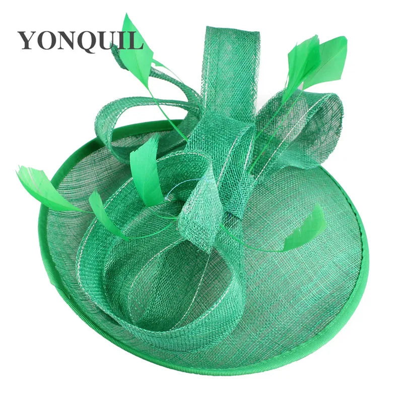 Formal Women Wedding Chuch Hat Bride Mariage Chapeau Ladies Party Occasion Derby Fascinator Sinamay Hat With Headband Accessory