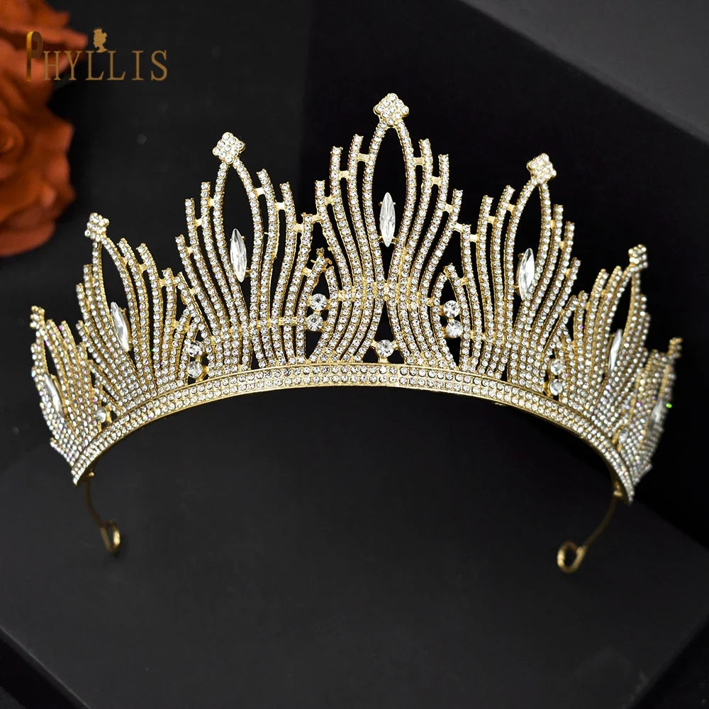 A195 Baroque Wedding Headband Crystal Bridal Crowns and Tiaras Hair Jewelry Accessories Women Rhinestone Headwears Queen Diadems