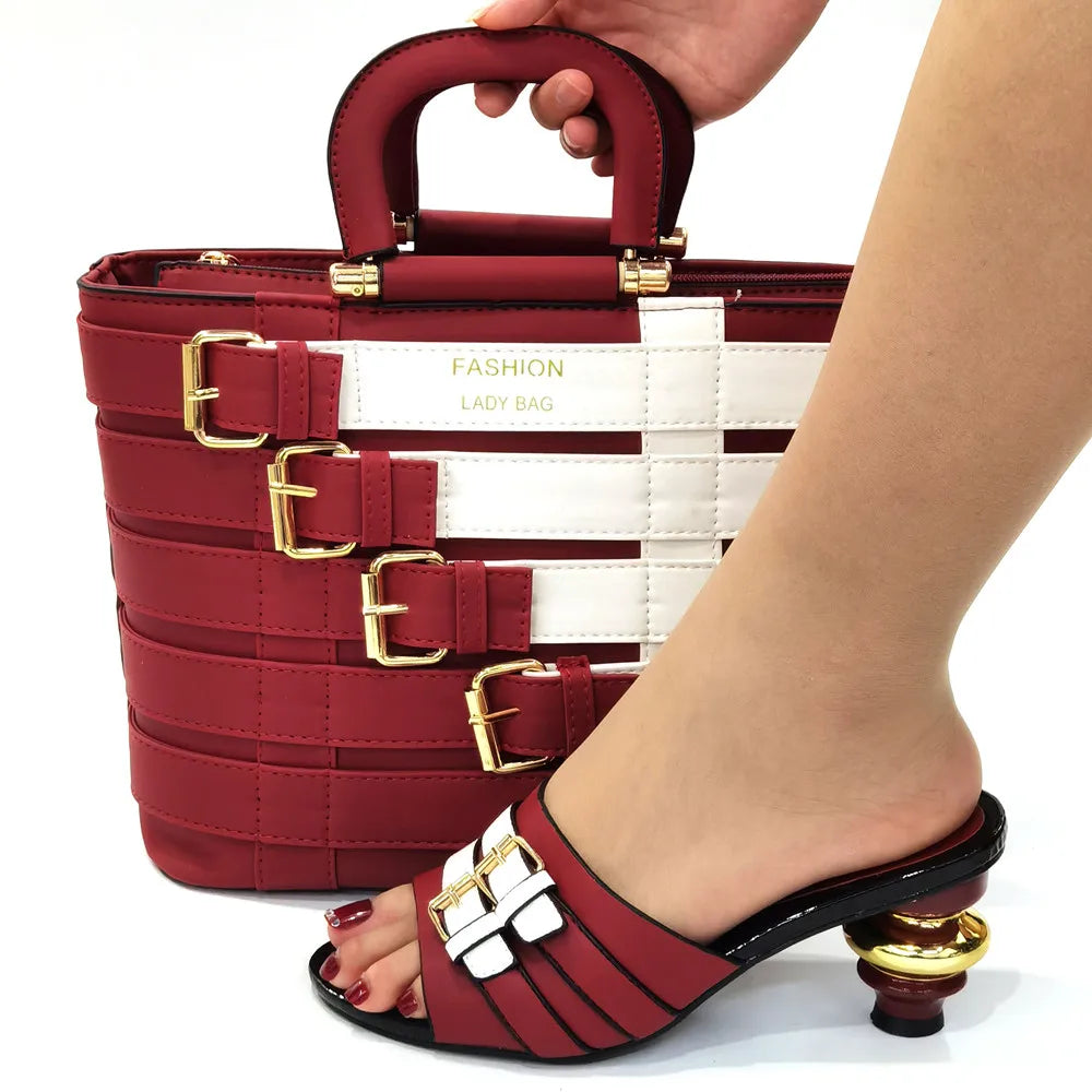 Latest Design Nigerian Women Shoes and Bag Set Plus Size Women Shoes 43 Ladies Dress Shoes and Bag for Party Wedding