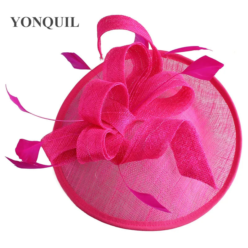 Formal Women Wedding Chuch Hat Bride Mariage Chapeau Ladies Party Occasion Derby Fascinator Sinamay Hat With Headband Accessory