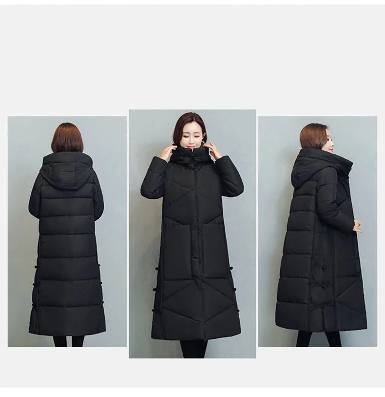 Women's Fashionable Thick Cotton padded Warm Snow Outerwear Windproof Hooded Jacket