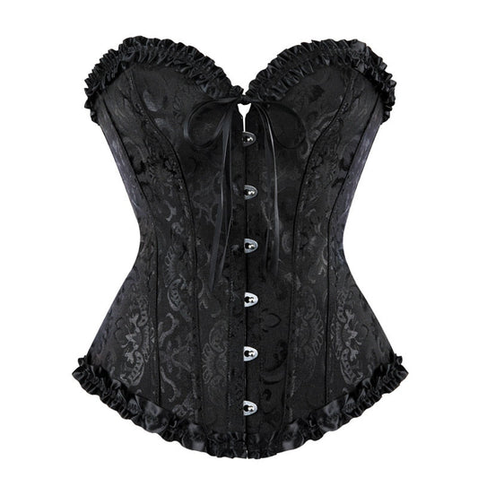 Overbust Corset Vintage bustiera and corsets lace up floral lingerie tops brocade victorian