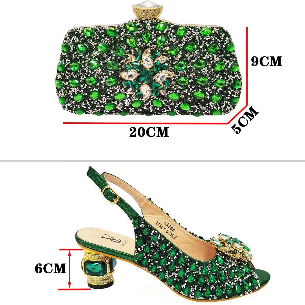 Women's Elegant Italian Shoes And Bag Sets For Evening Party