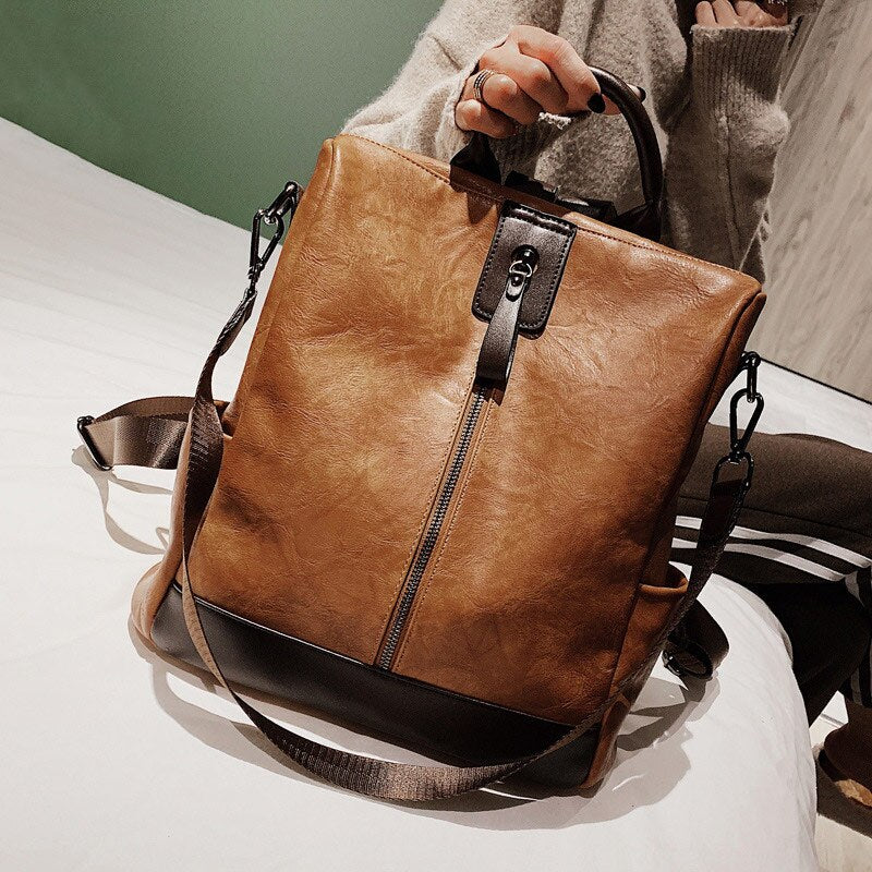 Fashion Women Leather Backpack Multifunction BackpackBookbag Anti Theft Travel Bag