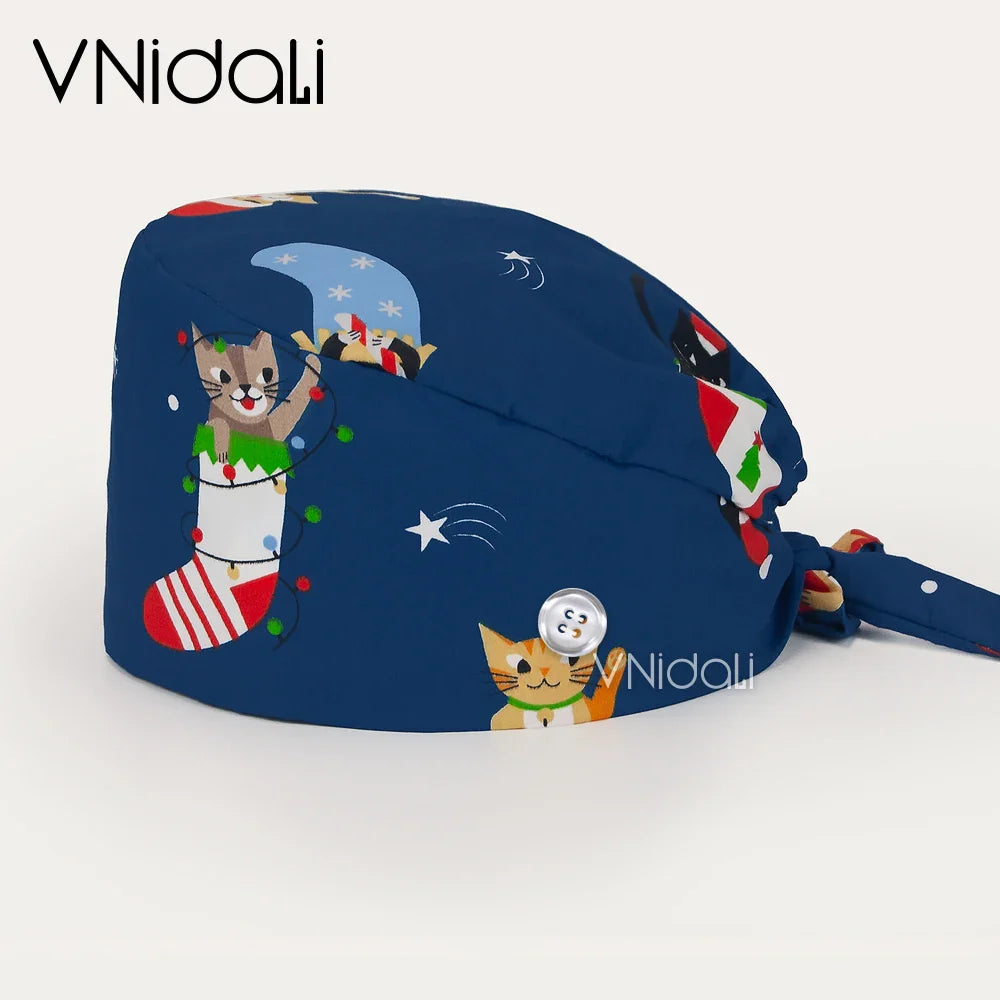 Solid color scrub cap with button pet grooming working Caps  surgical cap Lab work hat  womens Scrub hats nurse accessories