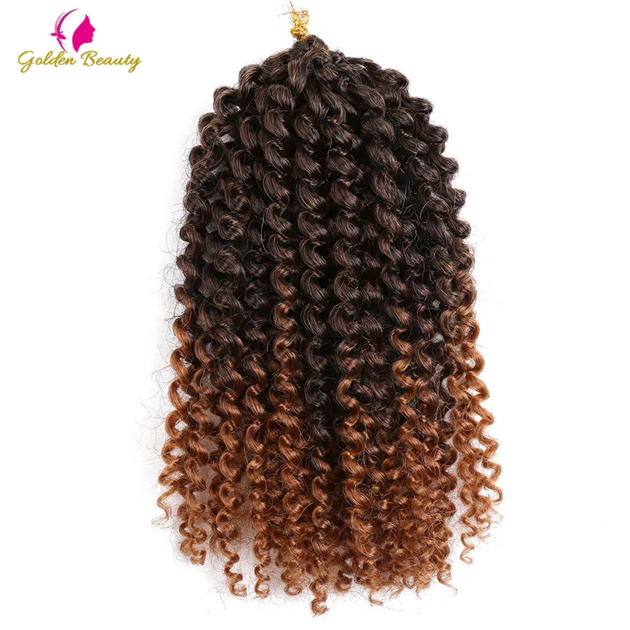 8" 12" Afro Kinky Twist Crochet Braids Synthetic Bohemian Curly Braiding Hair Extension Ombre Marley Crochet Hair Golden Beauty