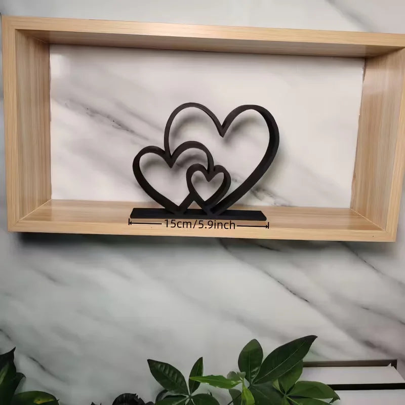 Heart to Heart Statue Black White Love Ornament - Desk Valentine Home Decoration