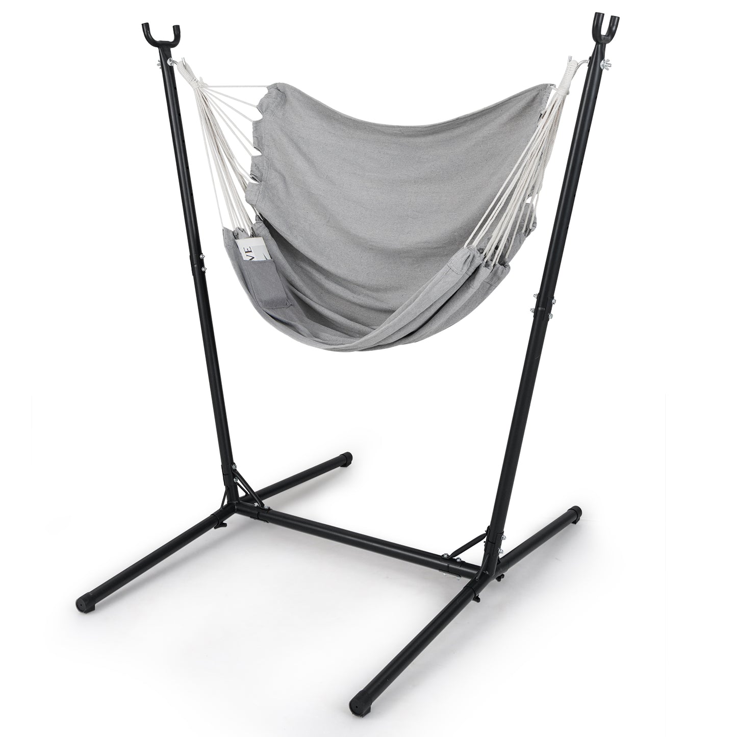 Heavy Duty and Height Adjustable Hammock Chair Side Pocket-Grey