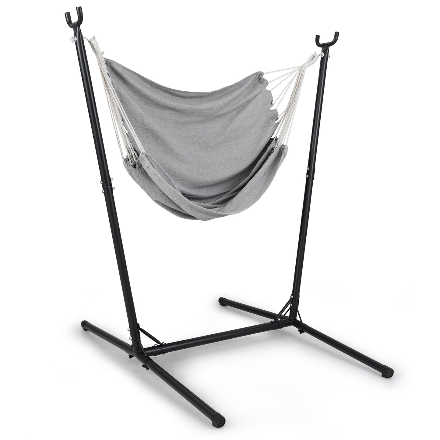 Heavy Duty and Height Adjustable Hammock Chair Side Pocket-Grey