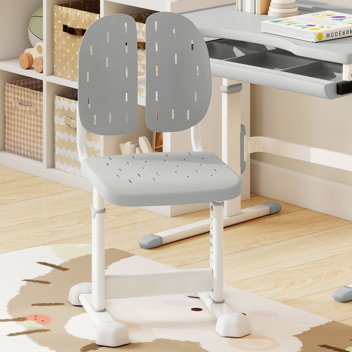 Height-adjustable Kid’s Desk Chair with Double Back Support and Breathable Seat-Blue