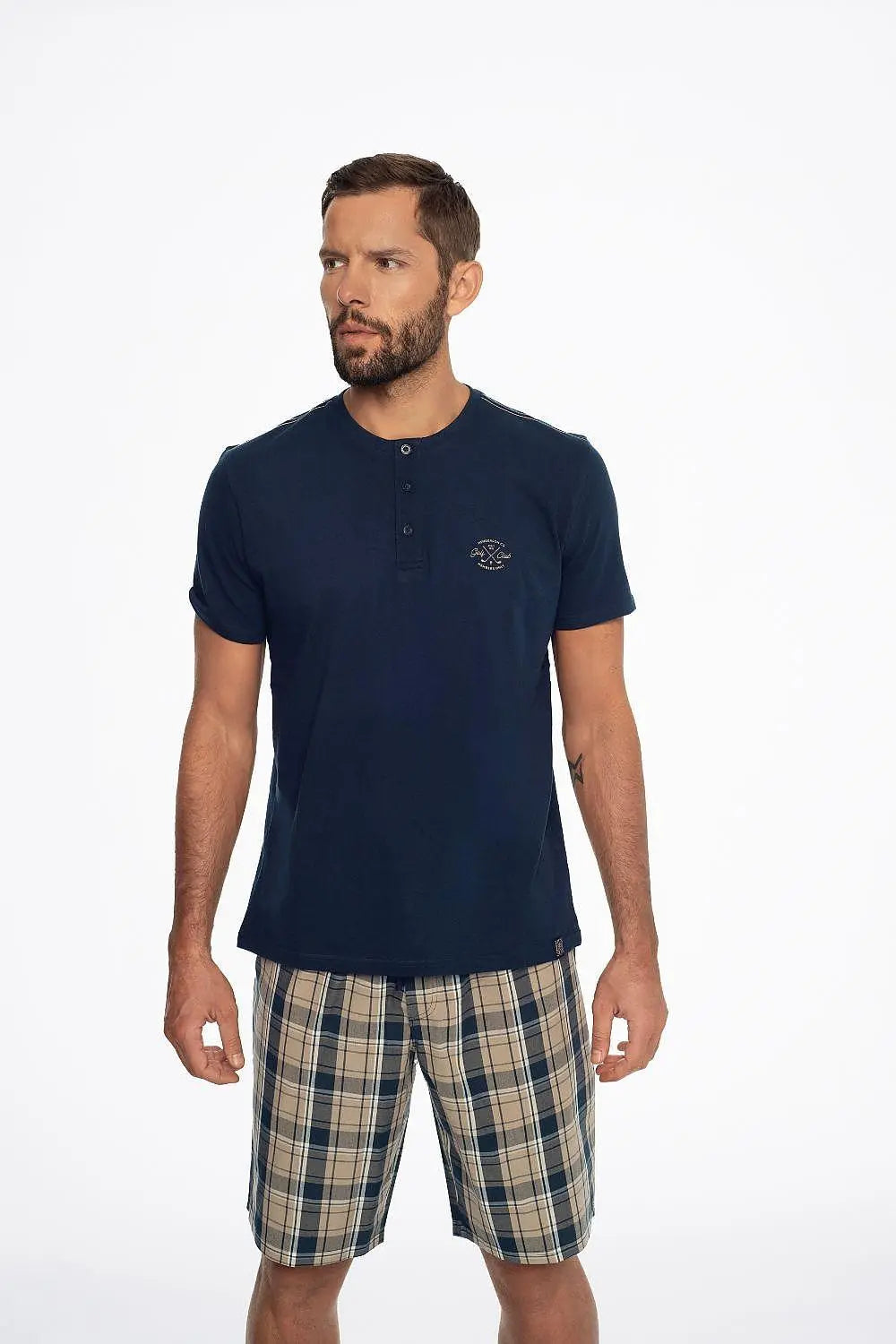Henderson short-sleeved cotton shirt in solid color men's pajamas