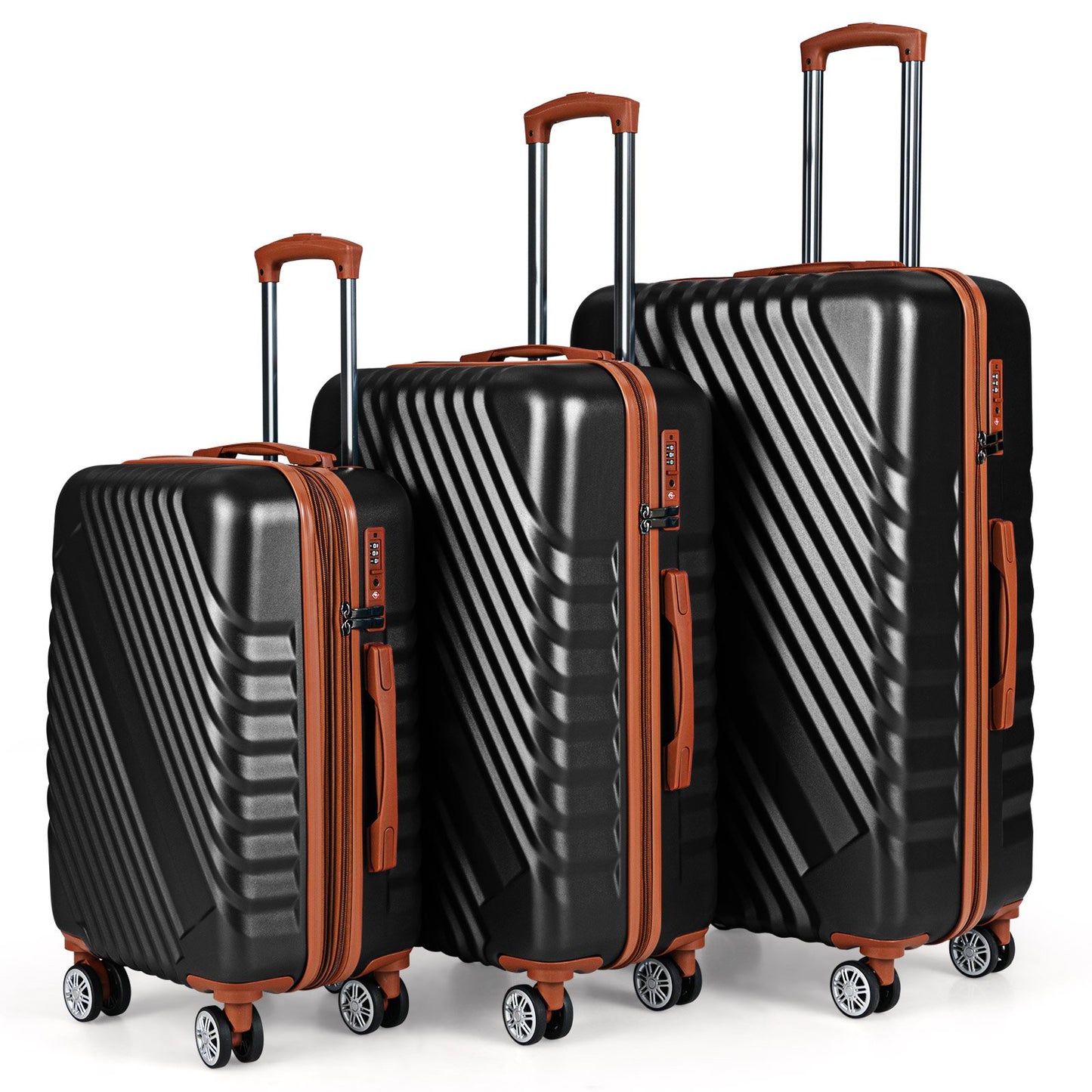Large/Medium/Small Carry on Suitcase Sets with Premium Wheels and TSA Approved Lock-Black