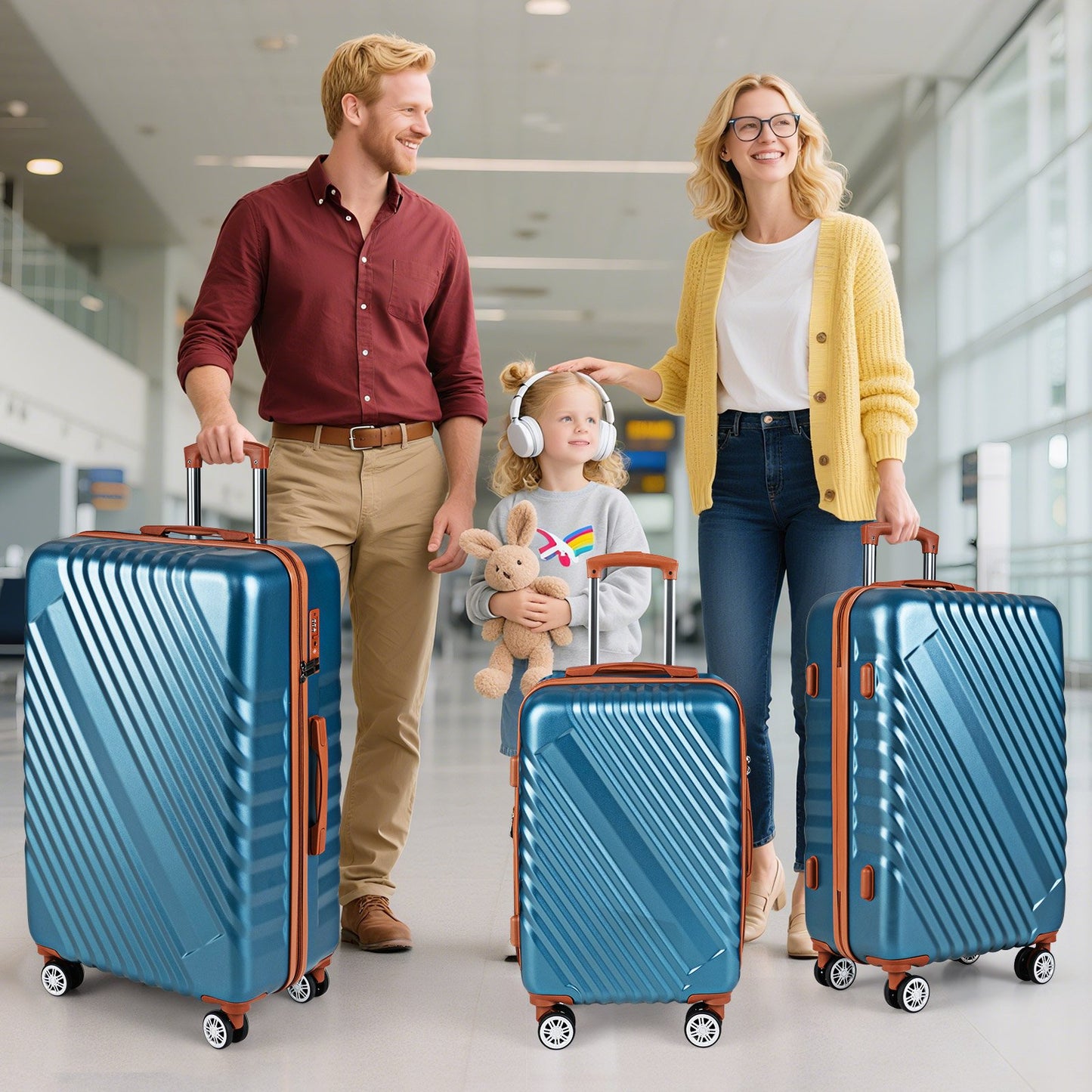 Large/Medium/Small Carry on Suitcase Sets with Premium Wheels and TSA Approved Lock-Black