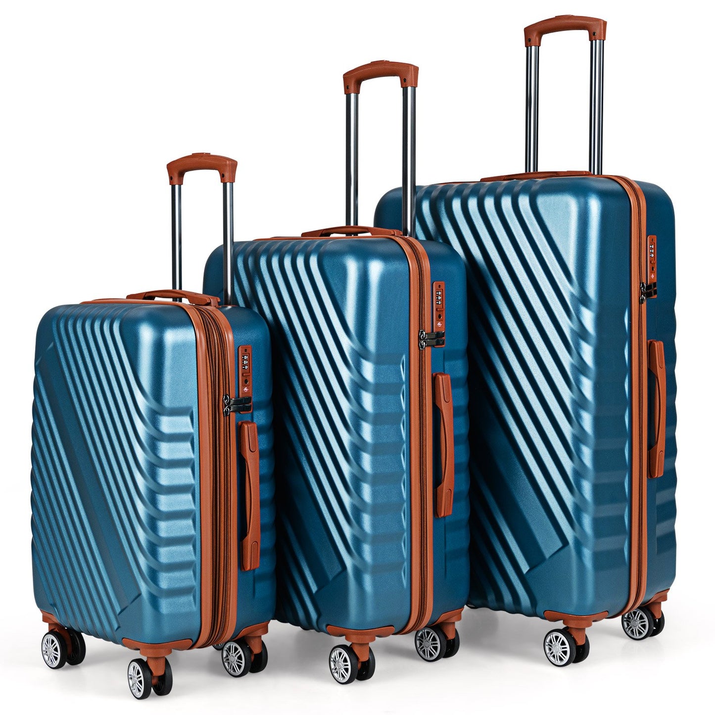 Large/Medium/Small Carry on Suitcase Sets with Premium Wheels and TSA Approved Lock-Black