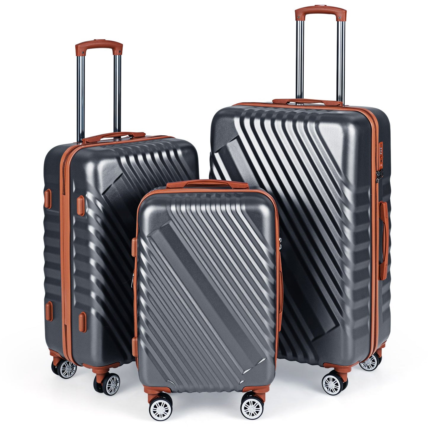 Large/Medium/Small Carry on Suitcase Sets with Premium Wheels and TSA Approved Lock-Black