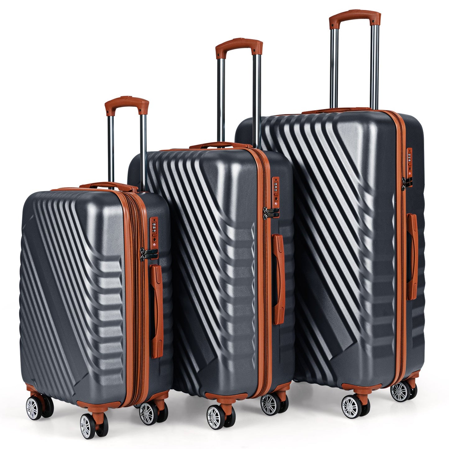 Large/Medium/Small Carry on Suitcase Sets with Premium Wheels and TSA Approved Lock-Black