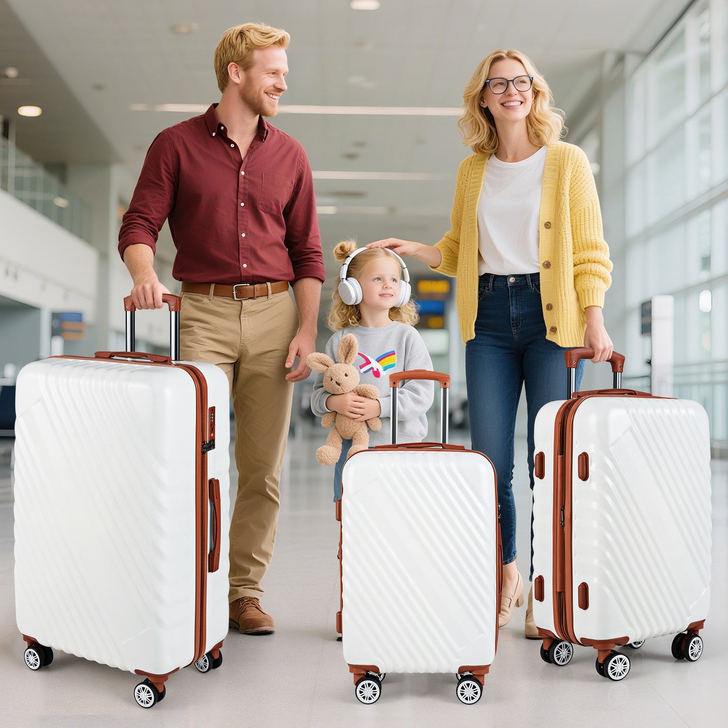 Large/Medium/Small Carry on Suitcase Sets with Premium Wheels and TSA Approved Lock-Black