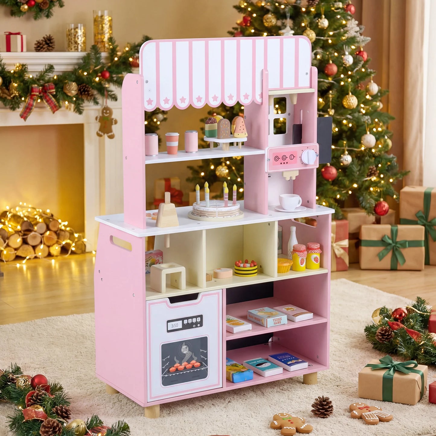 Honey Joy Kids Ice Cream Shop with 27 Accessories for Aged 3+-Blue